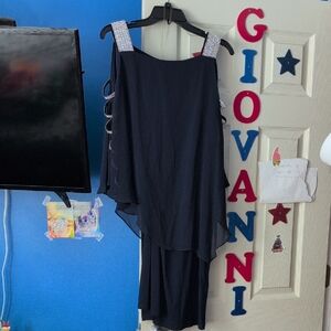 MSK Navy Cape Dress with Silver Straps